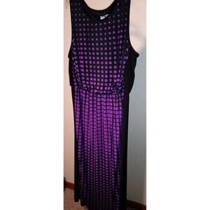 Emma &‎ Michele Women's Black & Purple Sleeveless Maxi Dress Size 2X Geometric